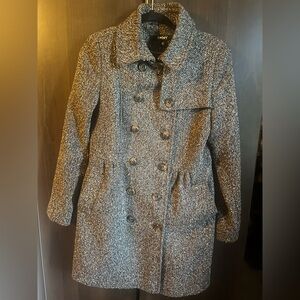 Vintage DKNY Donna Karan New York Wool Blend Brown Tweed Double-Breasted Coat
